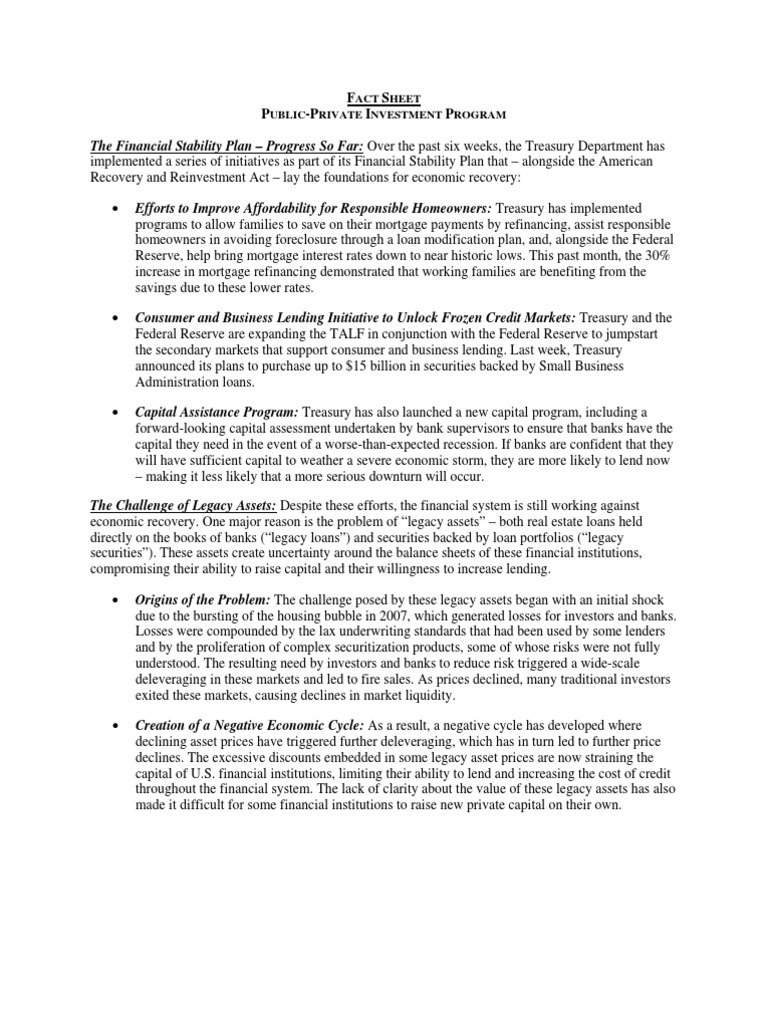 Public-Private Investment Program Overview | PDF