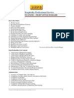 Front Office Manager Job Specification Template