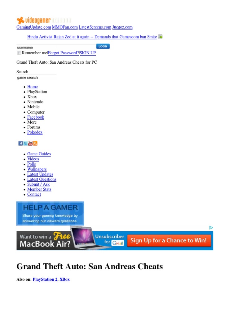 Gta Sa Cheats Pdf Leisure Transport