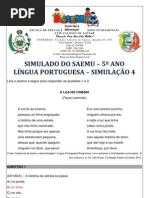 SIMULADO - 5º ANO - LÍNGUA PORTUGUESA - SIMULAÇÃO 4 - GABARITADO