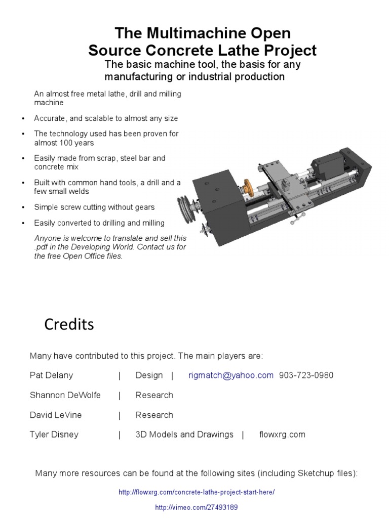 Multimachine Concrete Lathe Ver 1 10 | PDF | Screw | Drill