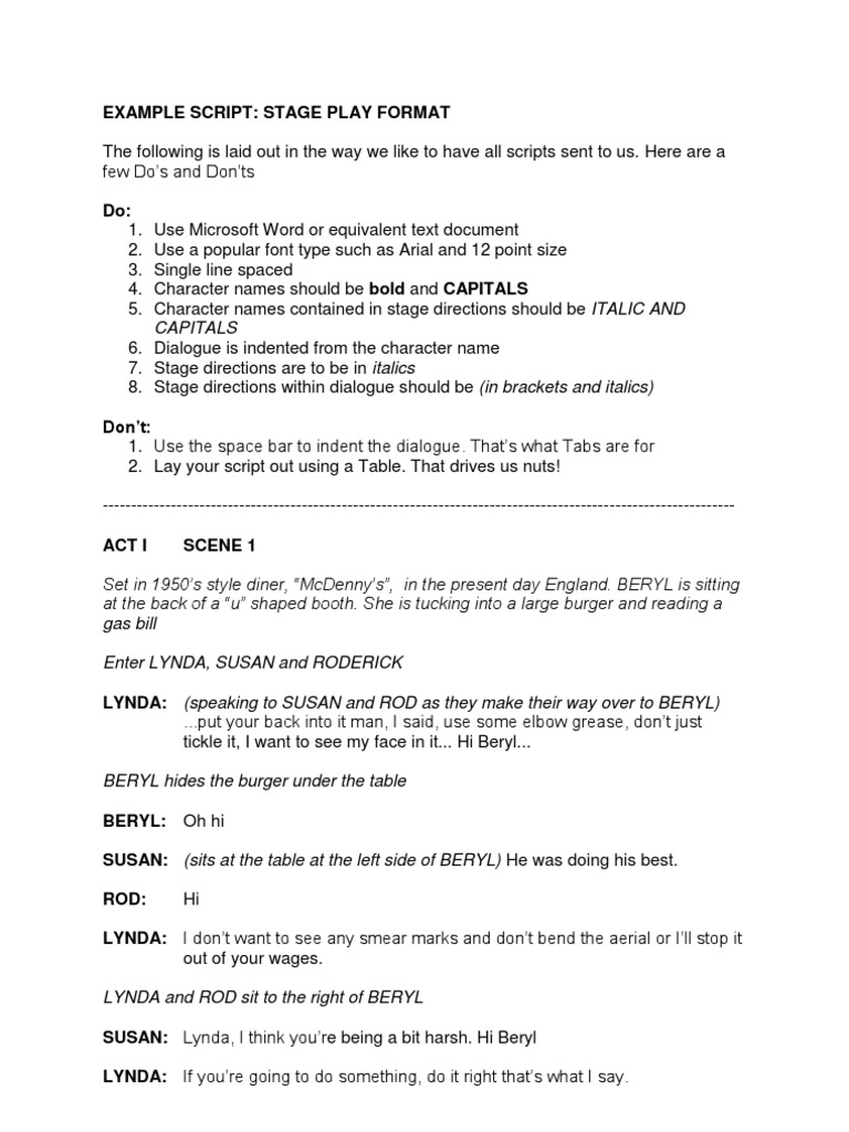 Sample Play Script  PDF  Printing  Written Communication