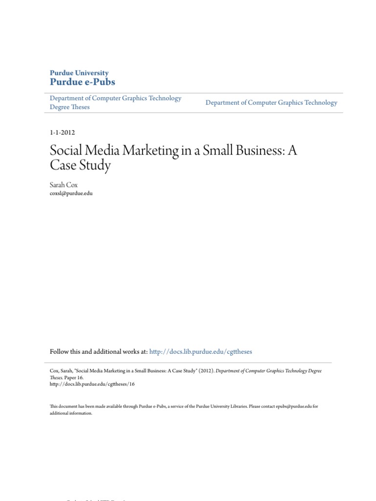 Social Media Marketing in A Small Business - A Case Study | PDF ...
