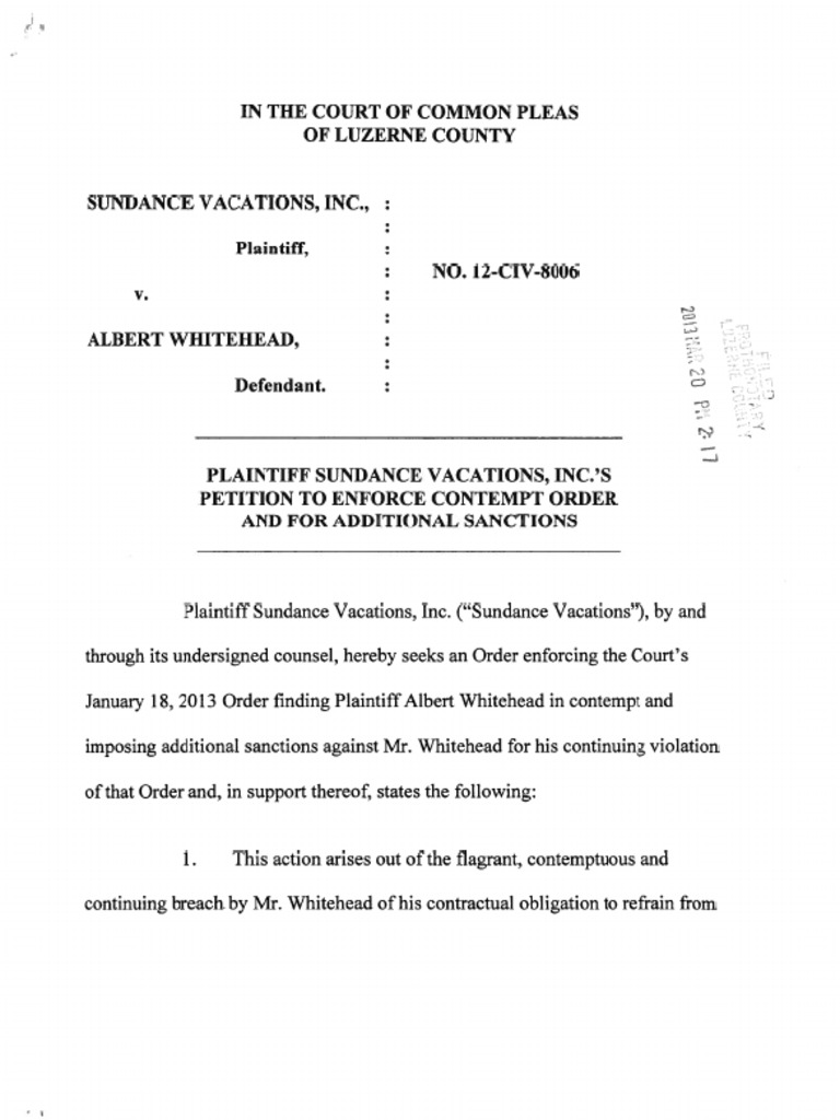 Motion For Order Enforcing SANCTIONS 3 20 13 PDF Facebook