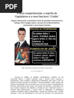 A ética neopentecostal evangélica, o espírito do capitalismo e o novo fascismo "Cristão"