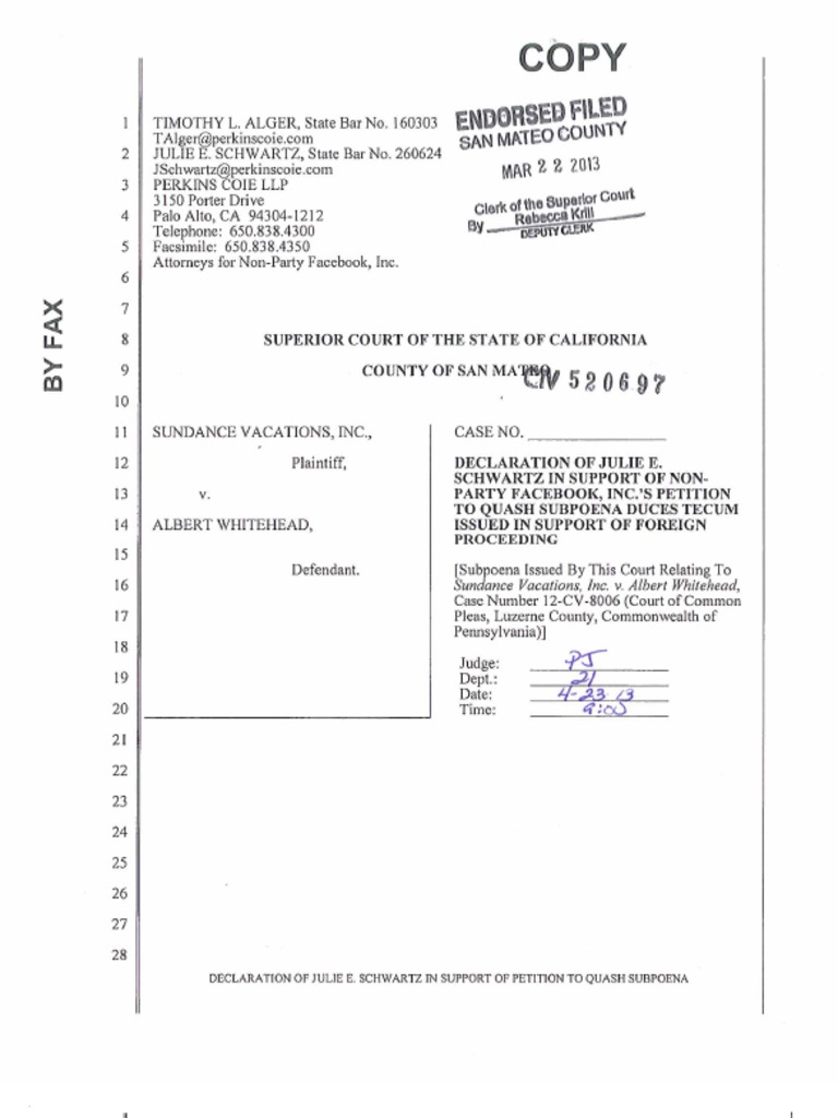 Facebook Declaration 1 | PDF | Deposition (Law) | Service Of Process - Secure Facebook Profile For Public Declaration