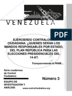 Venezuela Mandos Responsables Del Plan República para Elecciones Presidenciales Del 14-A