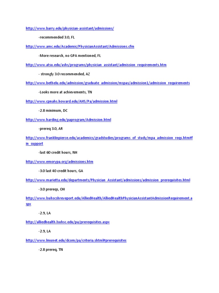Less Than Overall 3.0 PA Programs and Non-Caspa Programs | PDF