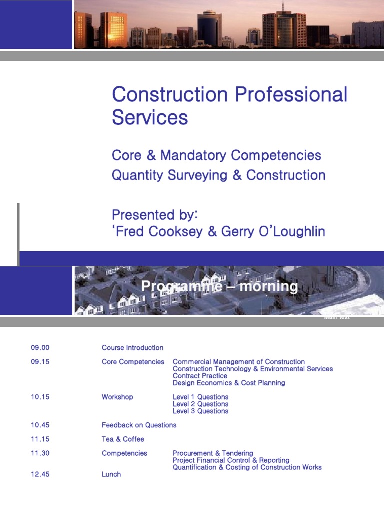 Core Competencies in Construction Services | PDF | Procurement | Risk ...