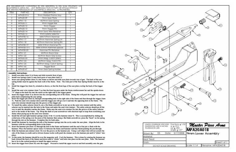MPA20A01B MASTER PIECE ARMS MAC DIAGRAM | Trigger (Firearms) | Wire