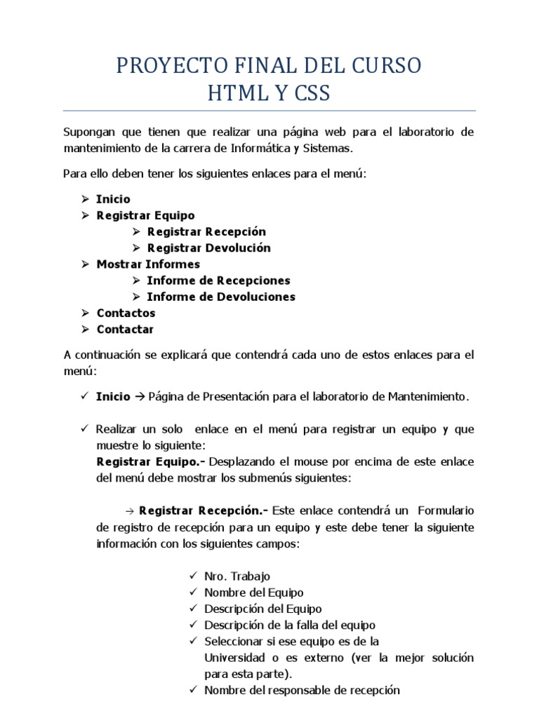 Proyecto Final: Página Web en HTML y CSS | PDF | Hipervínculo | Formato ...