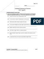 Extra Reading Comprehension Questions (Unit 7, Page 80) Comprehension Questions