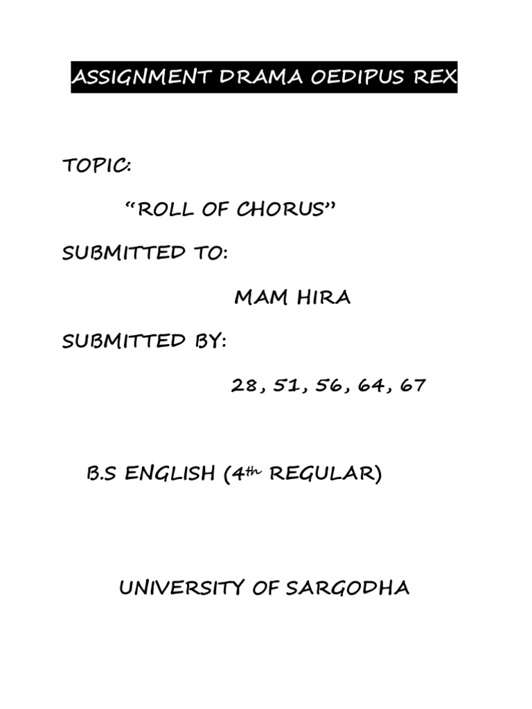 What Is Chorus and Role of Chorus in Oedipus PDF Sophocles