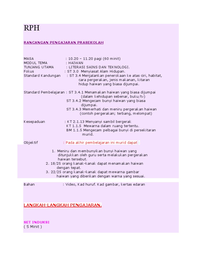 Rph Prasekolah Haiwan Liar Pdf