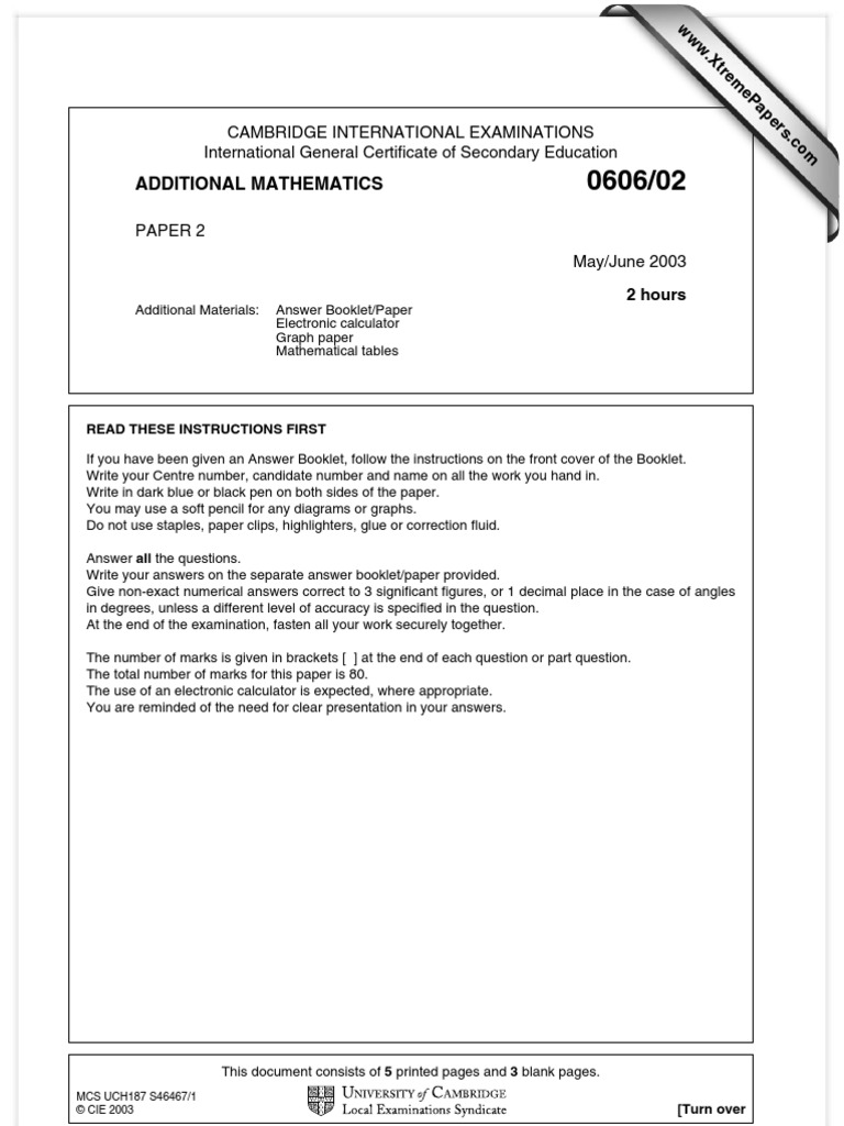 0606 s03 QP 2 | PDF