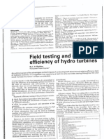 Field Testing and Optimising Efficiency of Hydro Turbines