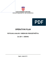 Operativni Plan Poticanja Malog I Srednjeg Poduzetništva Za 2011