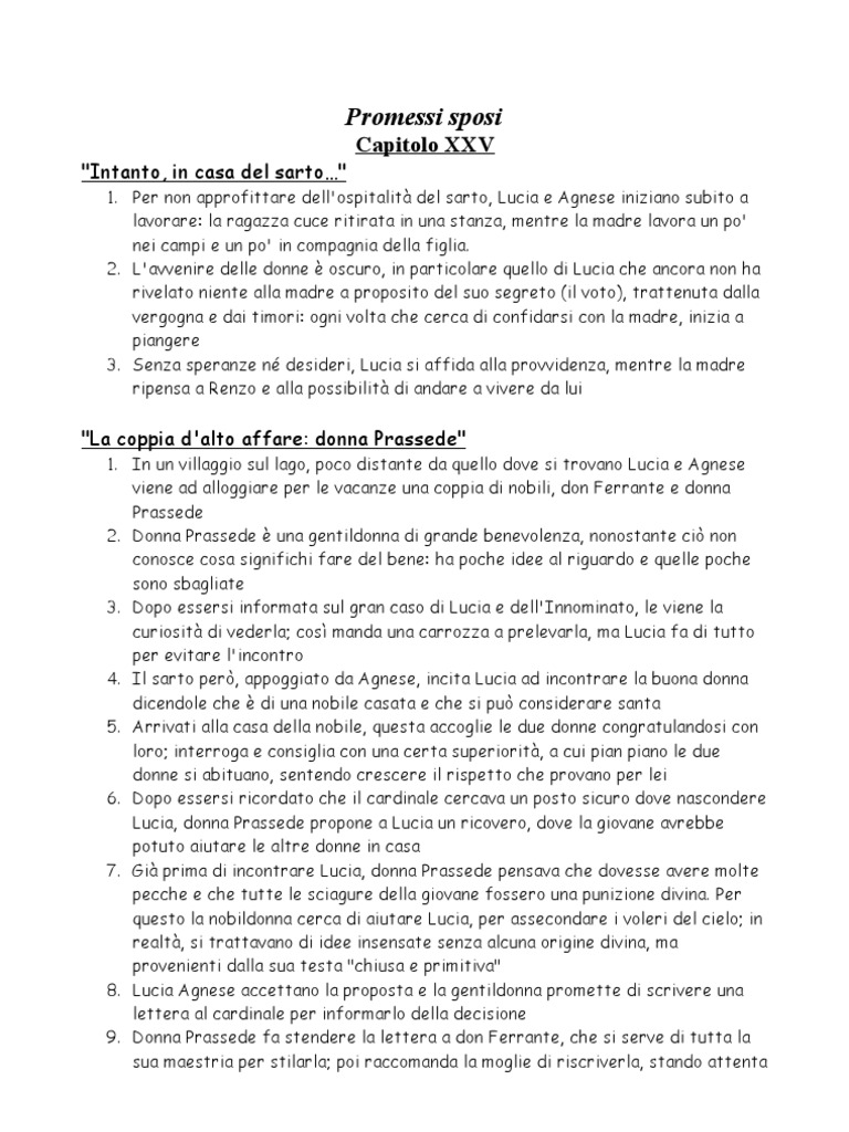 Riassunto Capitolo 1 Promessi Sposi Pdf