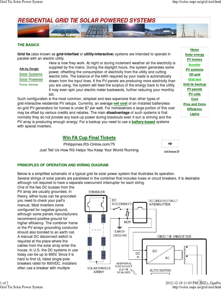 Grid Tie Solar Power System Photovoltaic System Power