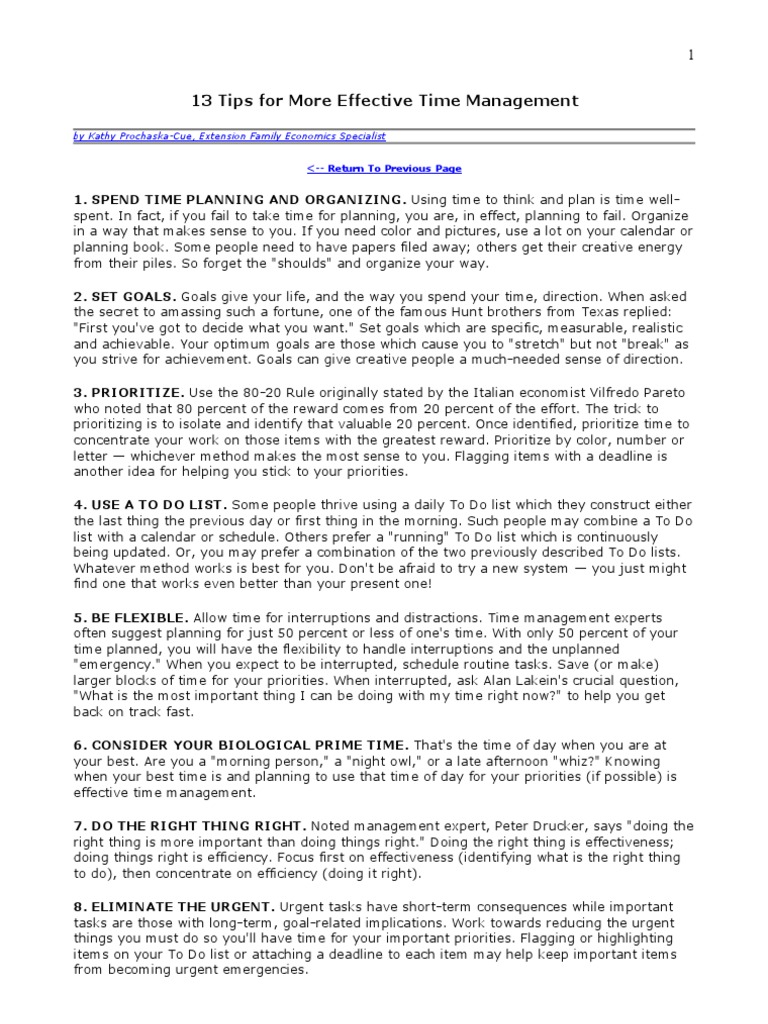 13 Tips For More Effective Time Management PDF Time Management