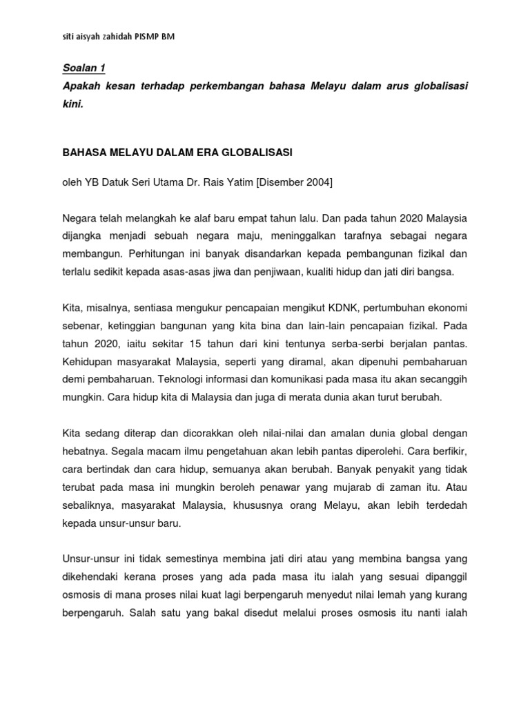 Bahasa Melayu Dalam Era Globalisasi  PDF