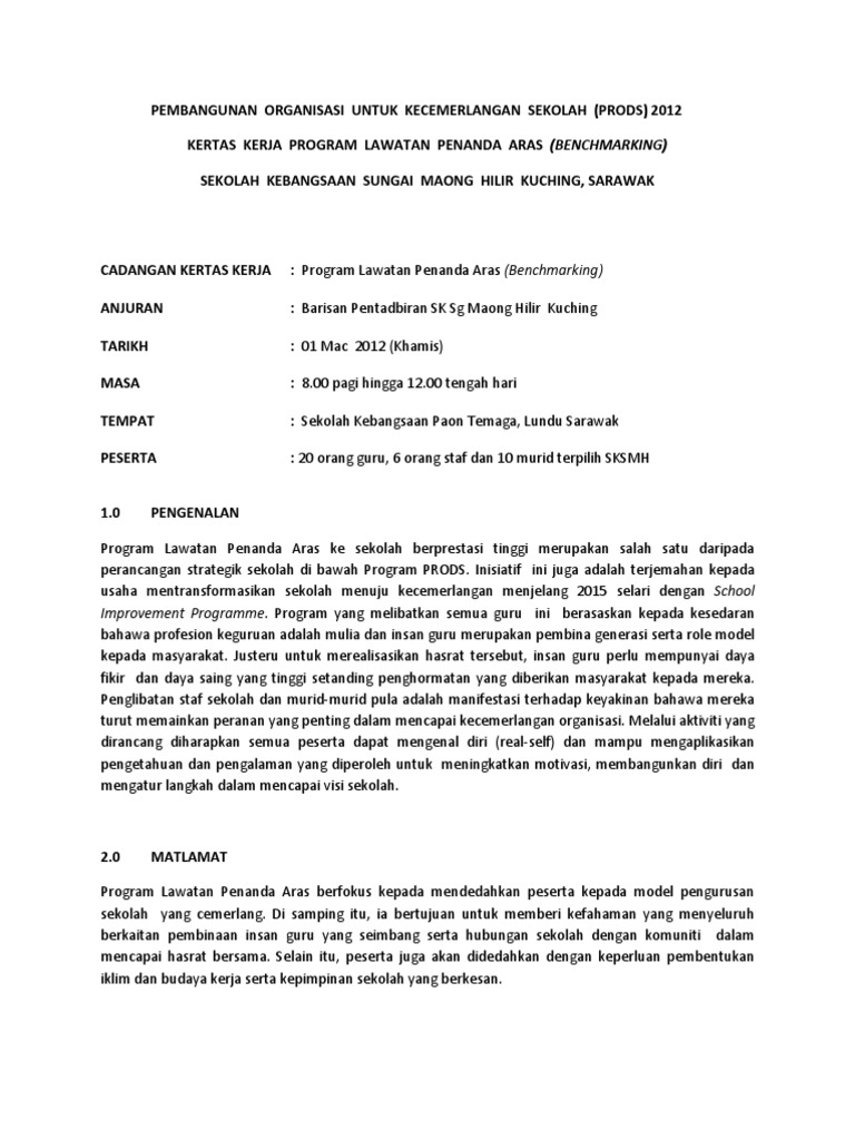Surat Lawatan Penanda Aras Ke Sekolah