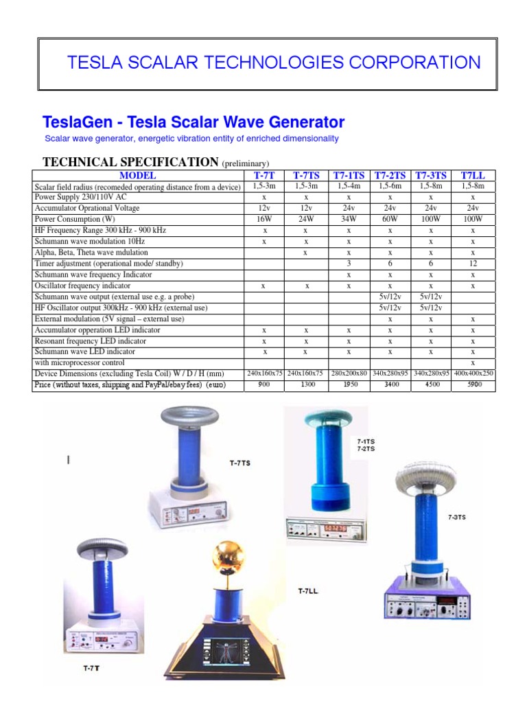 Tesla Scalar Wave Generator Models | PDF