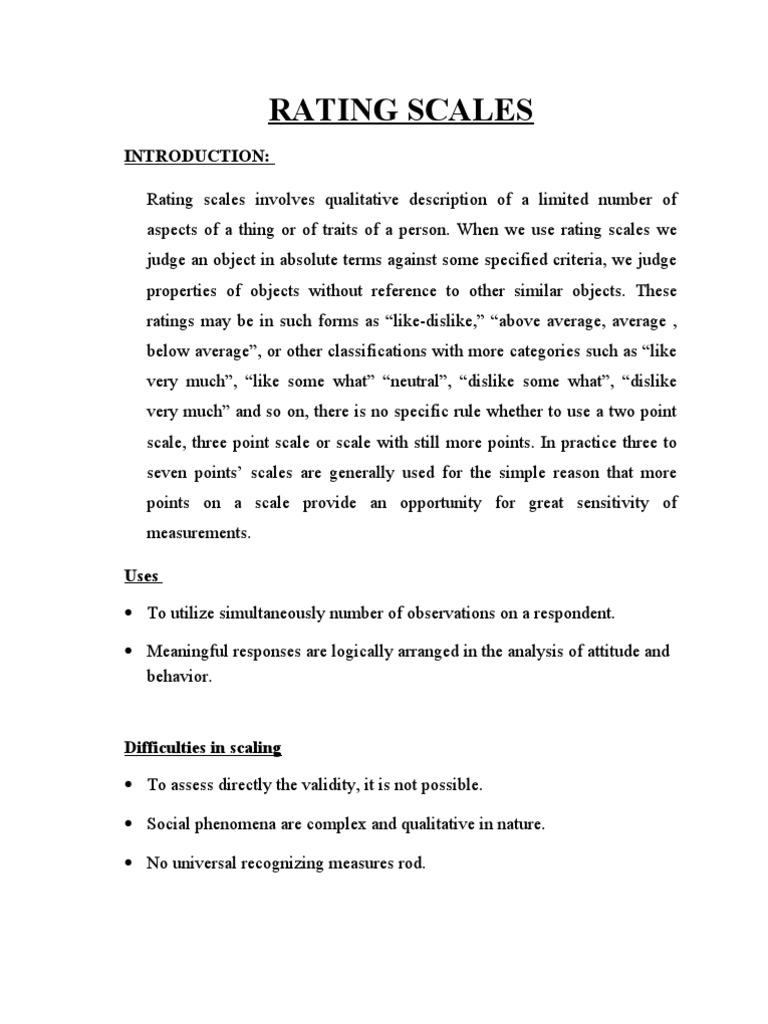 Rating Scales | PDF | Level Of Measurement | Epistemology