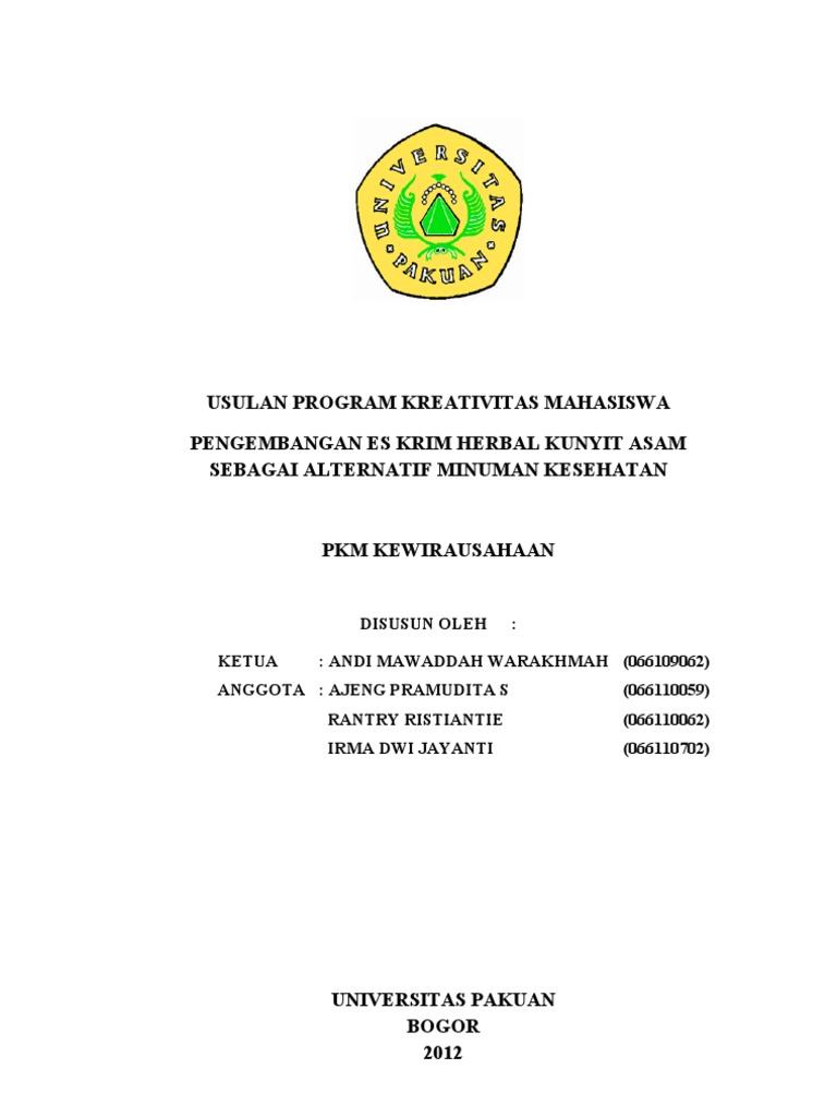 PKMK Es Krim Herbal Kunyit Asam Sebagai Alternatif Minuman