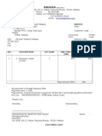 ENVIOSH Invoice for Panasonic Camera