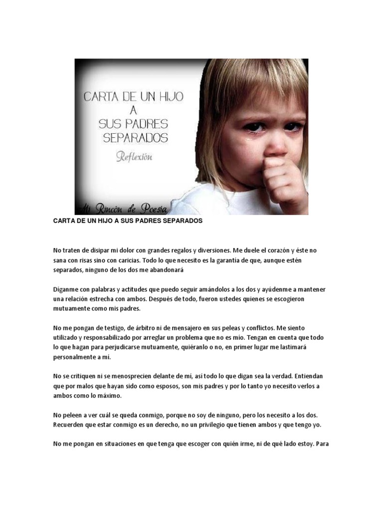 Carta de Un Hijo A Sus Padres Separados | PDF