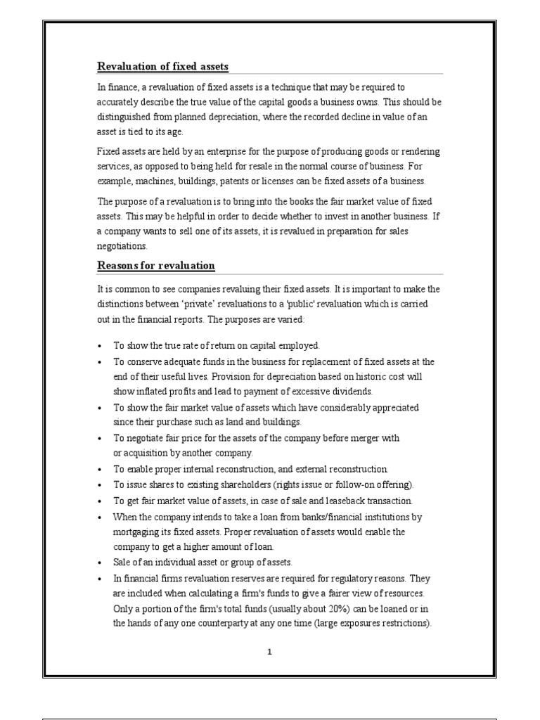 Fixed Assets Revaluation Explained | PDF | Book Value | Depreciation