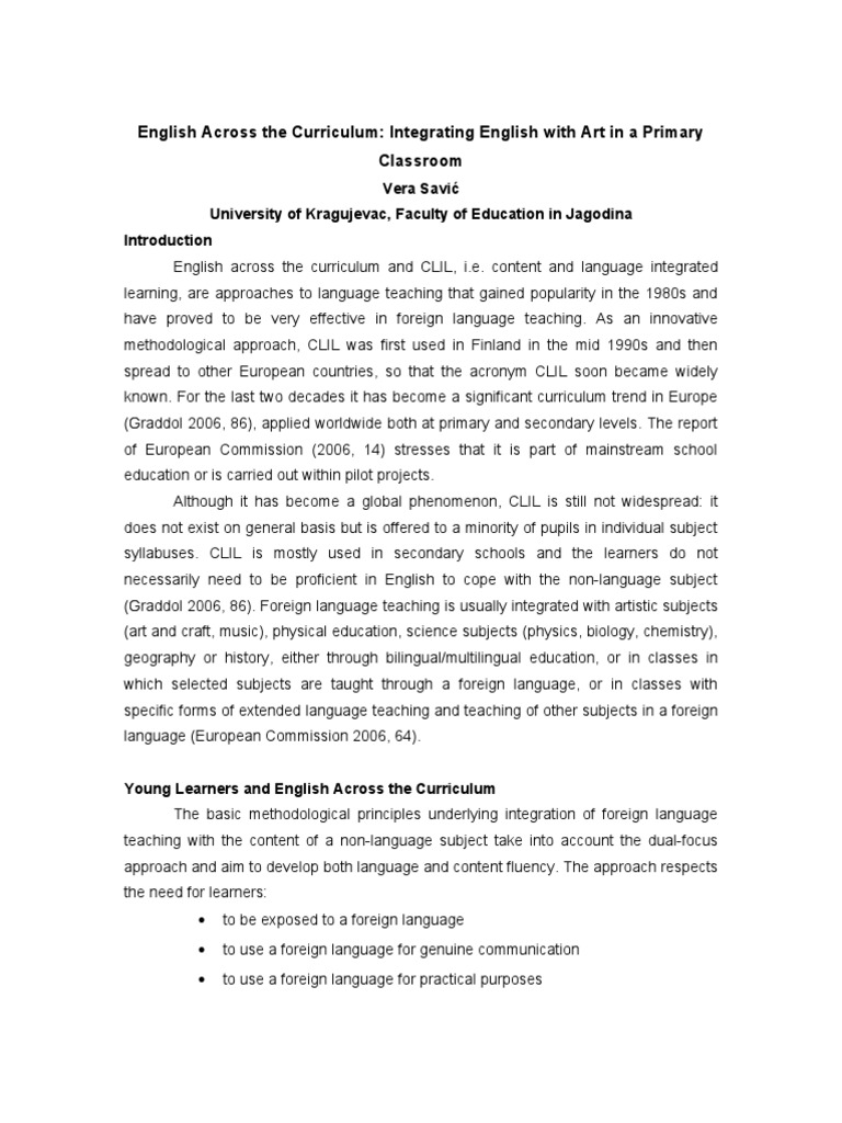 Integrating English and Art in Primary Education | PDF | Language ...