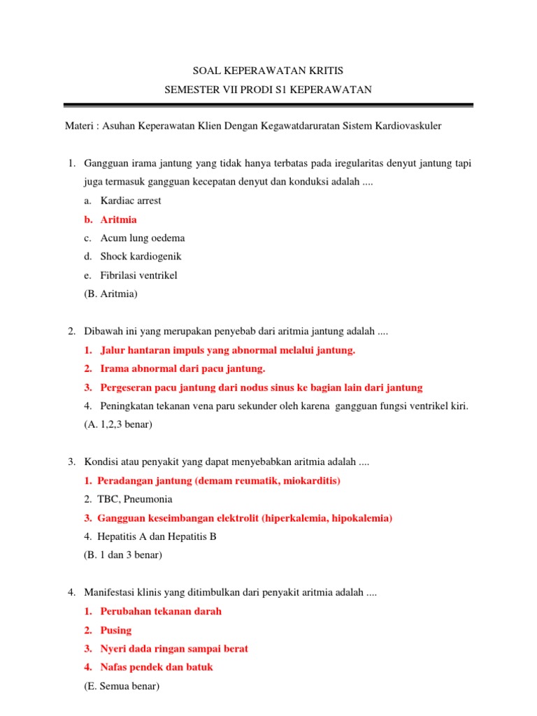 Soal Keperawatan Kritis