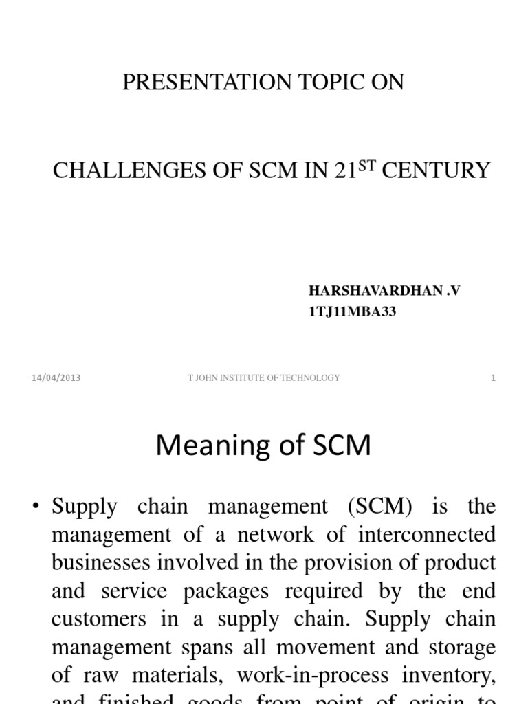Supply Chain Management Challenges PDF Supply Chain Management