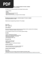 Mechanical Engineer CV Sample