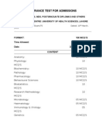 Entry Test Format for AdmissiEntry test Format for Admissionon