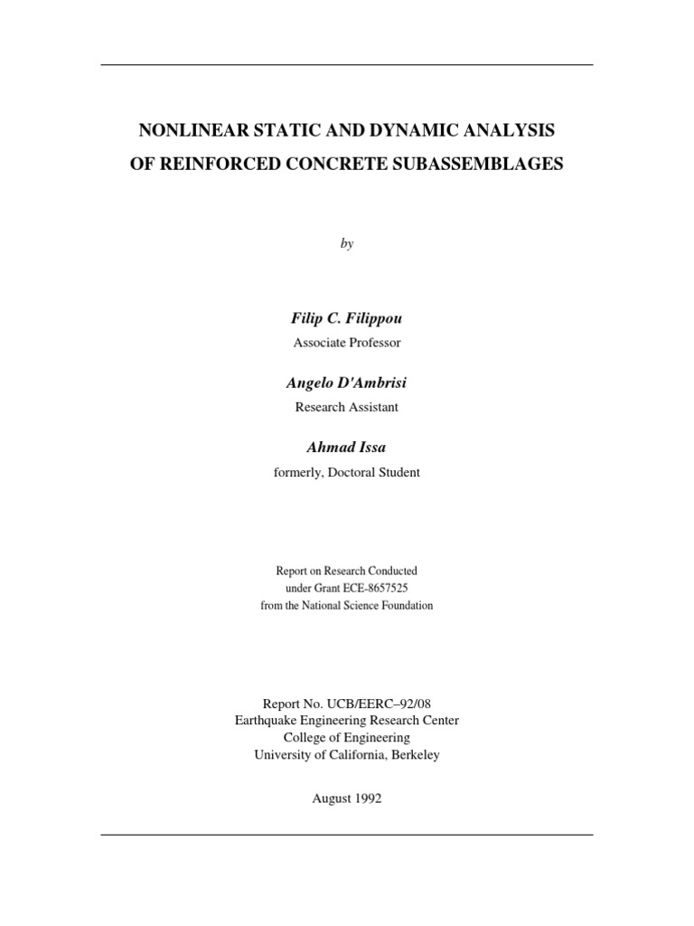 Nonlinear Static and Dynamic Analysis of Reinforced Concrete ...