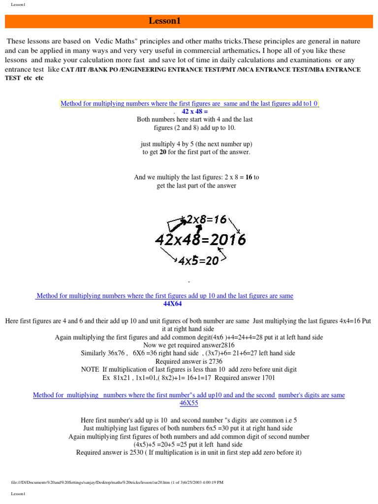 Vedic Mathematics 01 | PDF | Career & Growth | Teaching Methods & Materials