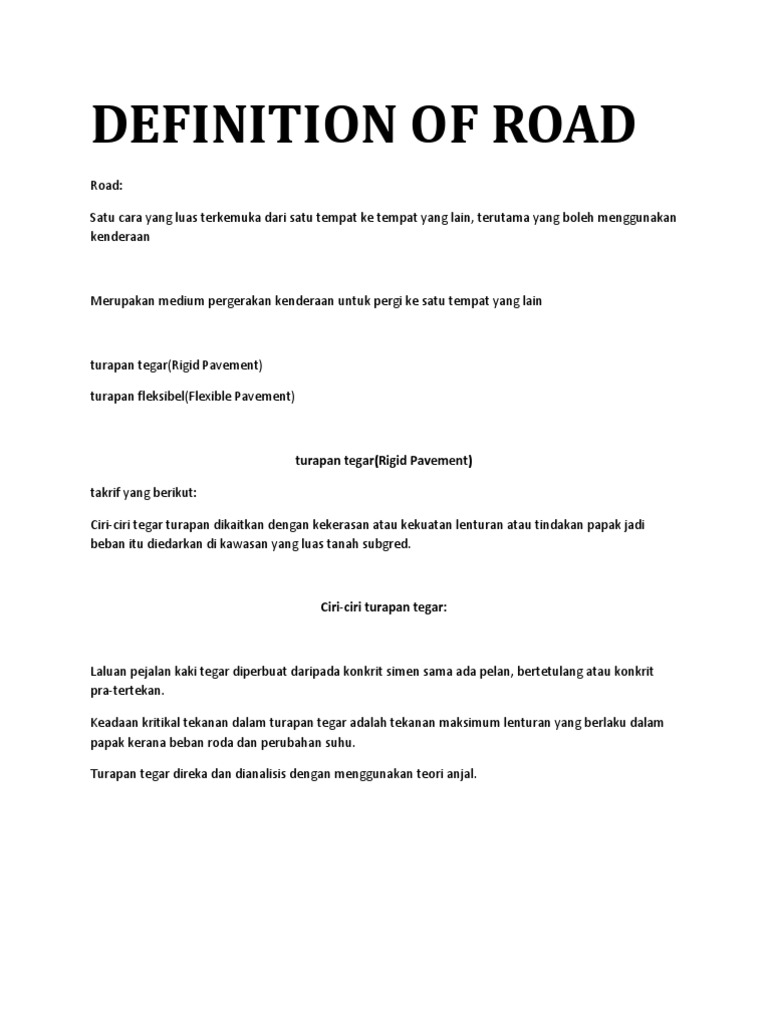 Definition of Road | PDF | Komputer | Teknologi & Rekayasa