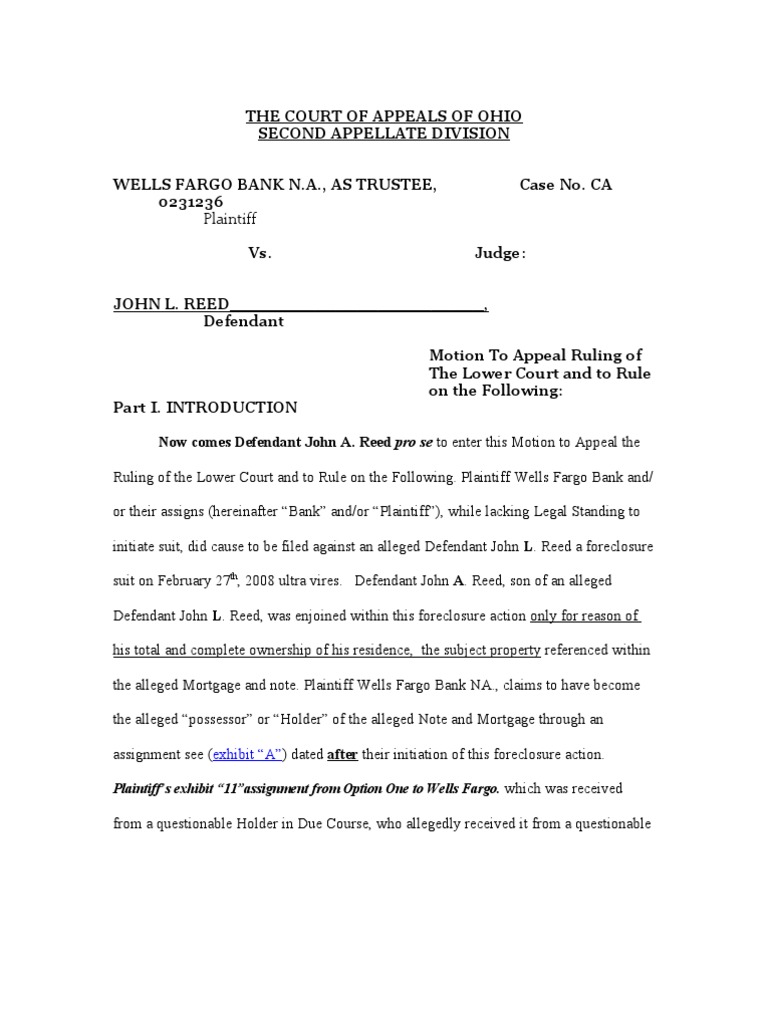 20090424 Motion to Appeal Ruling of the Lower Court and to Rule on