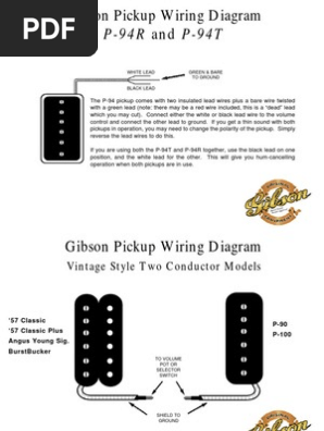 Gibson P-90 and P-94 Wiring Guide | PDF | Sports & Recreation