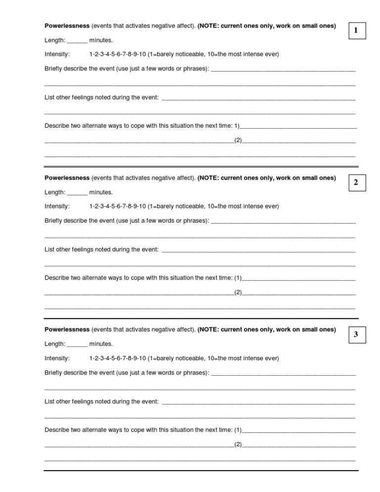 Powerlessness Coping Worksheets | PDF | Career & Growth | Self-Improvement