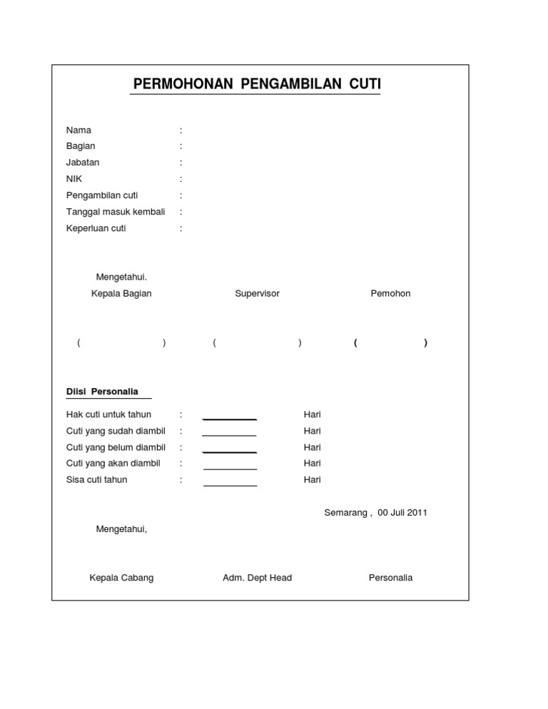 Form Cuti Karyawan