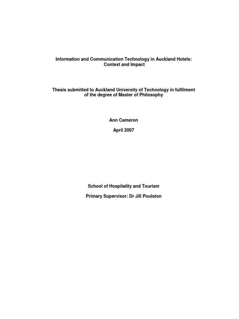 thesis on hotel management pdf