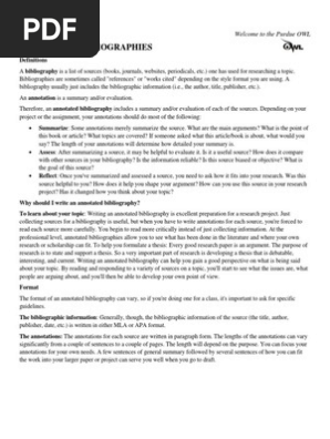 Annotated Bibliography