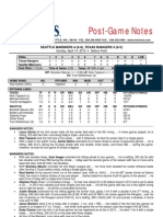 Post-Game Notes: Seattle Mariners 4 (6-8), Texas Rangers 3 (8-5)