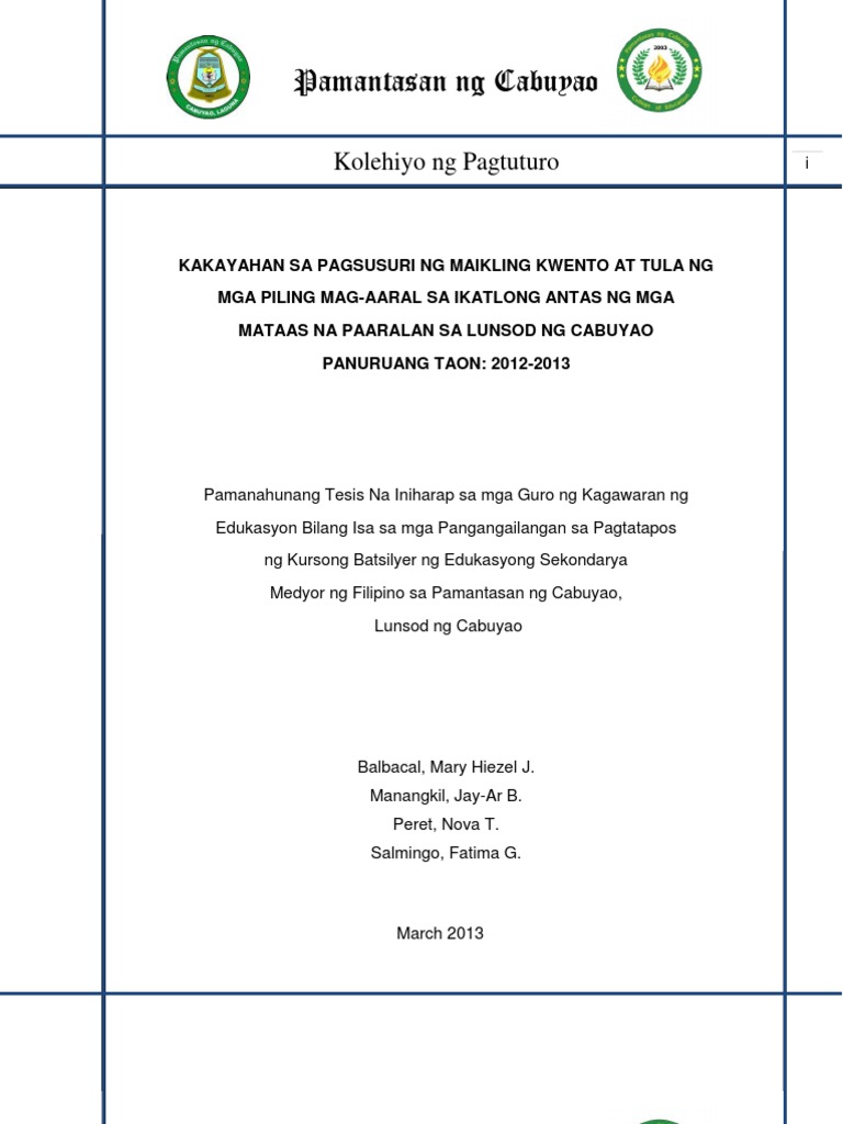 Sample thesis sa filipino pdf image