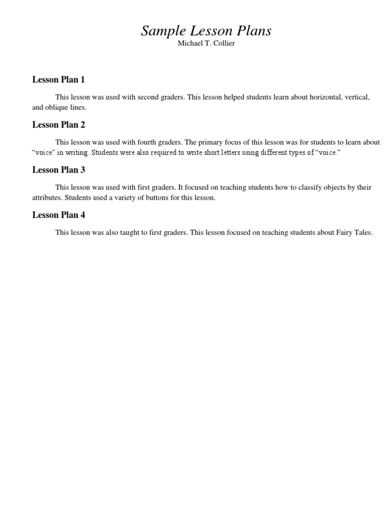 Sample Lesson Plans | PDF | Lesson Plan | Homework
