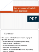 Assessment of Various Methods in Project Appraisal
